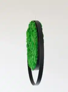 Hanging green moss decorative ring sculpture