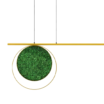 Modern hanging light with green circular design