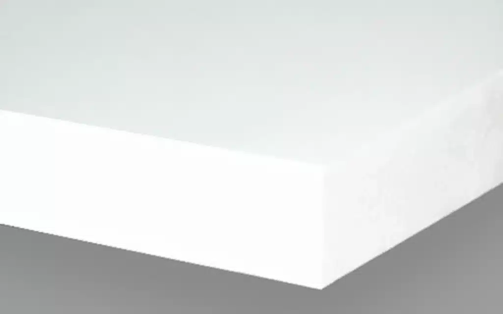 Close-up of white foam board edge